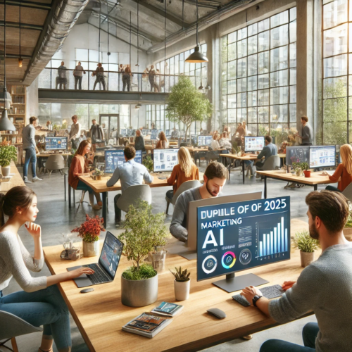 Een afdeling marketeers werken in een ruimte met veel ramen en licht